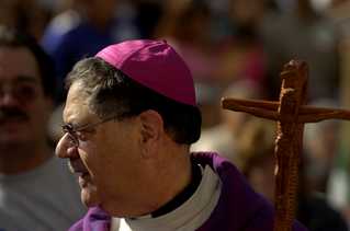 Auxiliary Bishop Richard Garcia leads marchers in a demonstration in March against a House bill to tighten immigration laws. Photo by Sacramento Bee file, ... - 2007_01_27_Garza_DrivingForce_ph_RichardGarcia