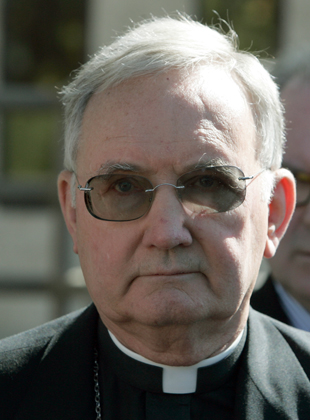 Bishop Tod Brown of the Roman Catholic Diocese of Orange listens to questions at a news conference after pleading not guilty to a criminal charge of being ... - 2007_10_09_Welborn_OrangeBishop_ph_Brown3