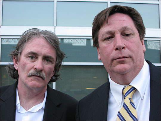 Bernie McDaid (left) and Olan Horne were part of a group of clergy abuse victims who met with Pope Benedict XVI on Thursday. The two men came away from the meeting feeling