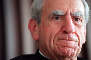 File photo: Cardinal Anthony Bevilacqua speaks to the press about his 50 years as a priest.