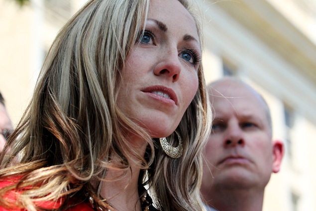 Rebecca Musser, the 19th wife of former Fundamentalist Church of Jesus Christ of Latter Day Saints prophet Rulon Jeffs, addresses the media after a jury sentenced Warren Jeffs to life plus 20 years in prison for one count of sexual assault of a child and one count of aggravated sexual assault of a child last August in San Angelo, Texas.