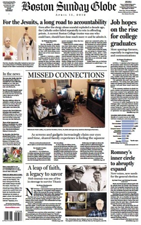 Boston Globe front page
