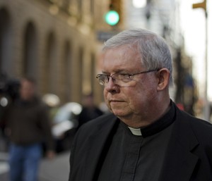 In this March, 2012 photo, Monsignor William Lynn leaves the Criminal Justice Center, in Philadelphia. (AP Photo/Matt Rourke)