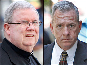 A jury today begins its first full day of deliberations in the criminal trial against Msgr. William J. Lynn (left) and Rev. James J. Brennan (right). Lynn faces conspiracy and child endangerment charges. Brennan faces attempted rape and child endangerment charges.