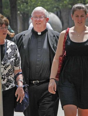Monsignor William Lynn arrives at the Criminal Justice Center in Philadelphia for a question by the jury on Wednesday, June 20, 2012. Monsignor Lynn is accused of allegedly covering up abuse by Catholic priests and Rev Brennan is accused of allegedly trying to rape a minor. ( ALEJANDRO A. ALVAREZ / STAFF PHOTOGRAPHER )