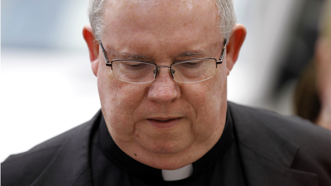 June 22, 2012: Monsignor William Lynn walks to the Criminal Justice Center before the verdict in his trial. (AP)