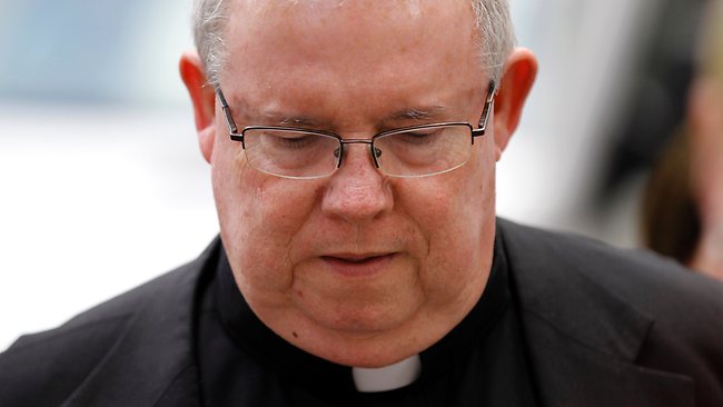 Monsignor William Lynn walks to the Criminal Justice Center before a scheduled verdict reading in Philadelphia. Picture: AP / Matt Rourke Source: AP