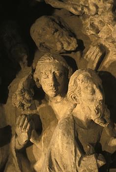 The long search to be closer to God. Main door of the Catedral gotica de Santa Maria, Vitoria, Spain.