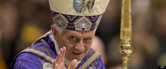 Pope Benedict XVI leaves at the end of a Vespers prayer in St. Peter's Basilica at the Vatican, Saturday, Dec. 1, 2012. (AP Photo/Andrew Medichini)