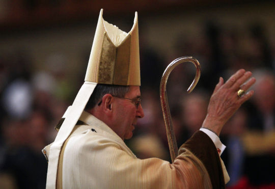 Cardinal Roger Mahony leads Christmas mass at The Cathedral of Our Lady of the Angels Dec. 25, 2010 in Los Angeles.