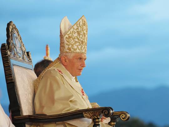 Pope Benedict XVI sits during a mass in Santiago de Cuba March 26, 2012.(Photo: Osservatore Romano, AFP/Getty Images)