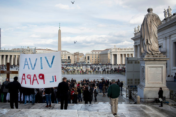 Daily prayer at St. Peter’s on Friday. The Vatican defended the pope over charges that he knew of human rights abuses during Argentina’s “Dirty War” in the 1970s.