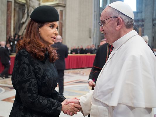 Pope Francis, shown here greeting Argentine President Cristina Fernandez de Kirchner, opposed Argentina's same sex marriage law and briefly suggested civil unions instead.