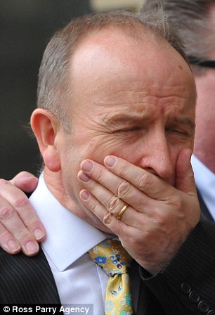 Jailed: William Finnegan appeared distraught outside Bradford Crown Court, where he wassentenced to six months in prison