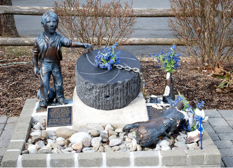 A memorial to victims of church sex abuse outside St. Joseph Church in Mendham has been destroyed for the second time in two years. (Mendham Borough Police)