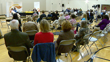 Residential school survivors talked about the loneliness and physical labour they experienced as children when they gathered in Red Deer Thursday. (CBC)