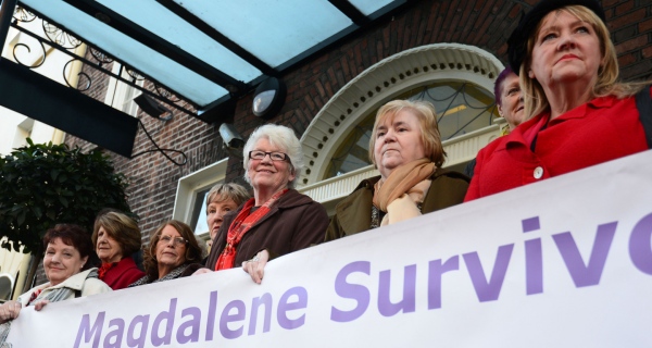 Members of Magdalene Survivors Together on their way to Leinster House before an apology from Taoiseach Enda Kenny on behalf of the State last February. Photograph: Alan Betson/The Irish Times