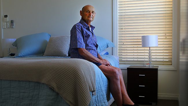 Keith Grosser, a victim of child sexual abuse who is terminally ill with cancer, at his son's home on the Gold Coast last month. Picture: Jack Tran