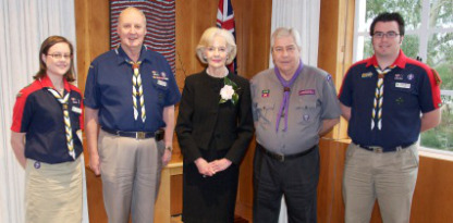 Chief Scout of Australia, Governor-General Quentin Bryce (Australia’s Head of State) with Scouts officials