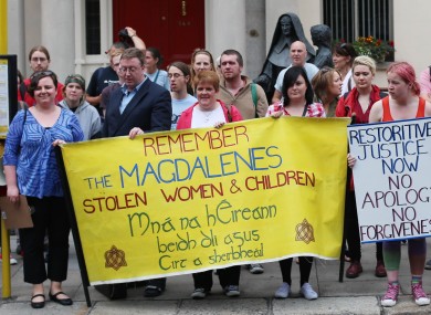 Members of the Redress for Magdalenes campaign group pickets the Sisters of Mercy, Catherine McAuley Centre on Baggot street this summer.