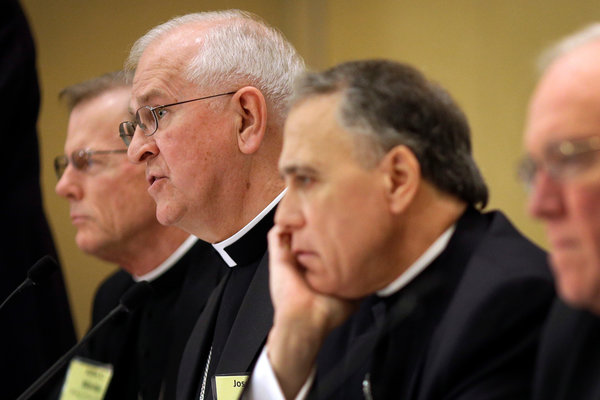American bishops elected Archbishop Joseph E. Kurtz, second from left, president, and Cardinal Daniel N. DiNardo, third from left, vice president.