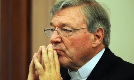 Cardinal George Pell appears at the Victorian government inquiry into child abuse. Photograph: Joe Castro/AAP