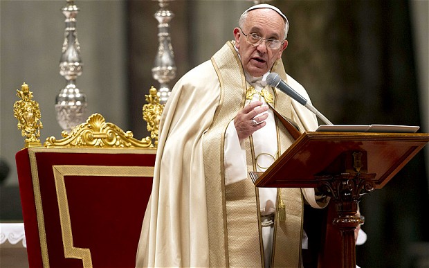 Pope Francis has published the first major document of his papacy Photo: GIAMPIERO SPOSITO/REUTERS