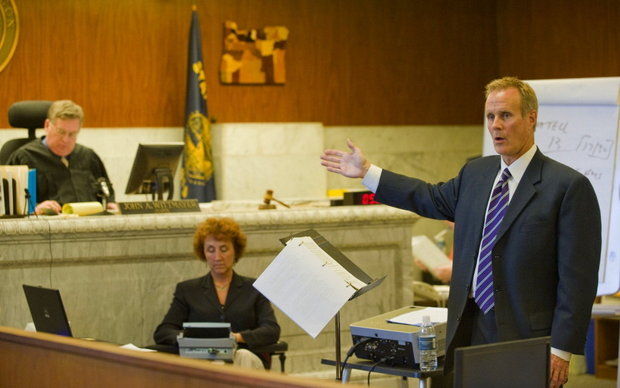 In a Multnomah County courtroom in 2010, Kelly Clark made closing arguments in the civil case of an Oregon man who had been sexually abused by notorious assistant Scoutmaster Timur Dykes. The case, which netted a jury award of nearly $20 million, turned heads nationwide. (Brent Wojahn/The Oregonian)
