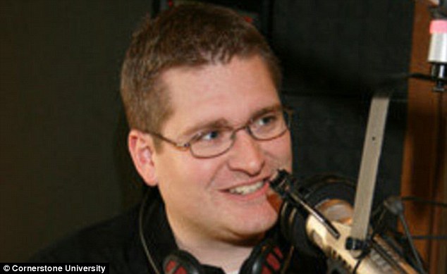 The Christian radio host, pictured on his show, allegedly had sex with a boy after he paid a pedophile to set up the encounter for him