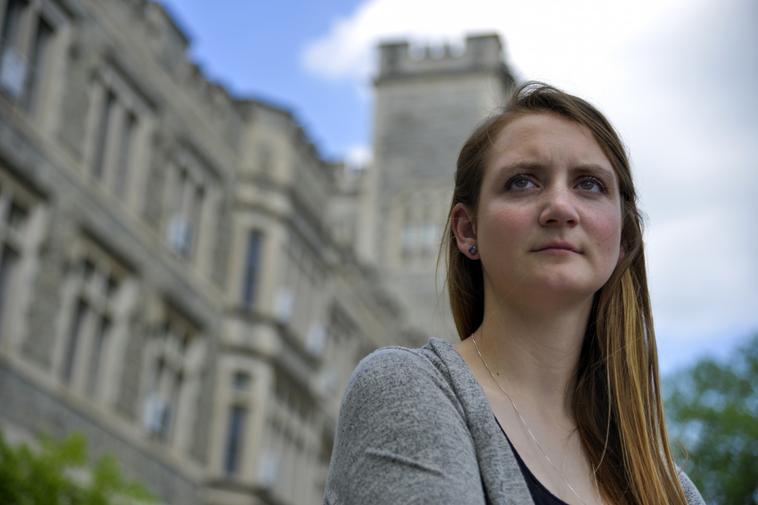 Erin Cavalier is seen at Catholic University, where she recently finished her sophomore year. (Jahi Chikwendiu/The Washington Post)