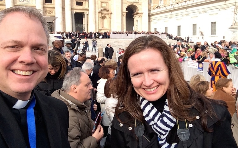 Selfie by Jesuit Fr. Eddie Siebert with Kathleen Kelly