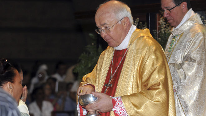 In this March 15, 2013, Archbishop Josef Wesolowski leads a Mass in Santo Domingo, Dominican Republic. (AP)