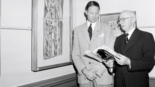 Reforming administrator Harry Giese (left) with anthropologist Adolphus Elkin. Photo: National Archives of Australia