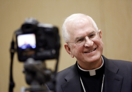 Archbishop Joseph E. Kurtz of Louisville, Ky., talks with Catholic News Service after he was elected the new president of the U.S. Conference of Catholic Bishops on Nov. 12, 2013, in Baltimore. Photo by Nancy Phelan Wiechec, courtesy of Catholic News Service