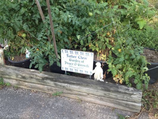 A garden named at after Rev. Marukudiyil C. Velan, also known as “Father Chris,” at the Church of Visitation in Brick.