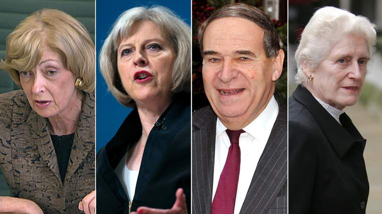 Key figures: Fiona Woolf, Theresa May, Leon Brittan and Lady Butler-Sloss
