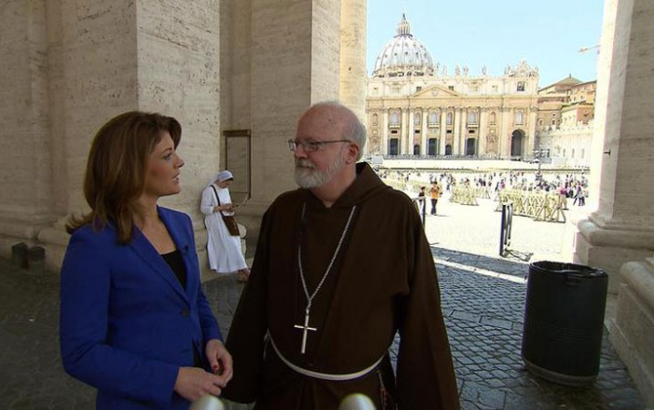CBS reporter Norah O'Donnell interviewed Boston Cardinal Sean P. O'Malley for the news program "60 Minutes."