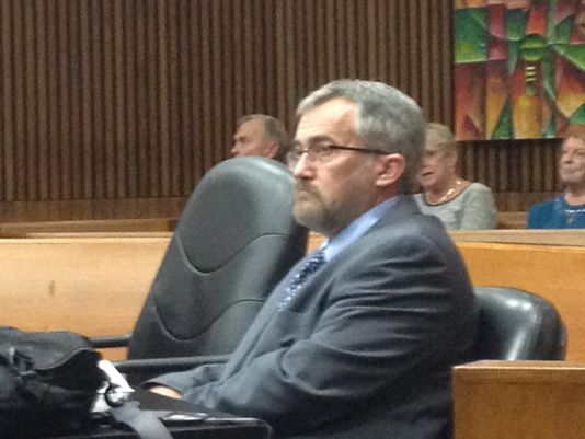 Rev. Timothy Kane, a Catholic priest is accused of stealing money from the Angel Fund charity. Kane was photographed during his jury trial Thursday, Oct. 2, 2014, in Wayne County Circuit Court.