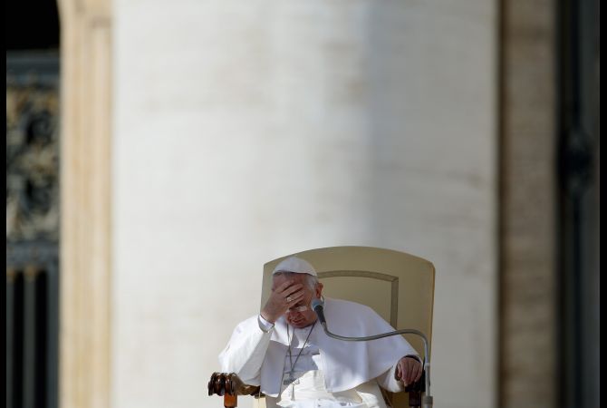 Pope Francis gives his weekly general audience at St. Peter's Square on February 18, 2015 at the Vatican. (Vincenzo Pinto/AFP/Getty Images)