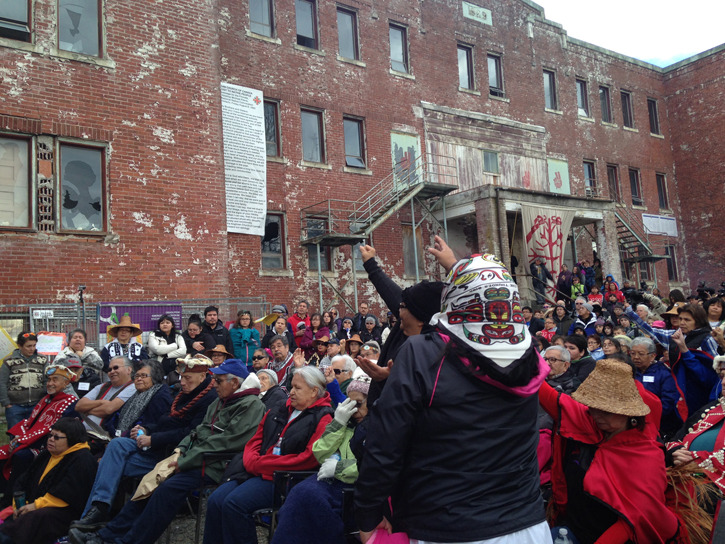 Survivor's and supporters gather together as the demolition gets underway— Image Credit: Rob Smith
