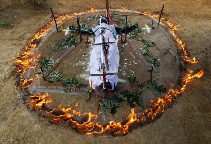 A woman undergoing an exorcism in La Cumbre, Colombia.