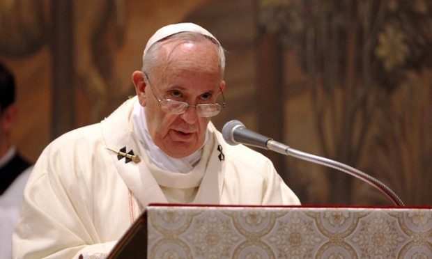 Pope Francis holds a mass at the end of a conference on the canonization of Fra Junipero Serra on 2 May 2015. Photograph: Franco Origlia/Getty Images