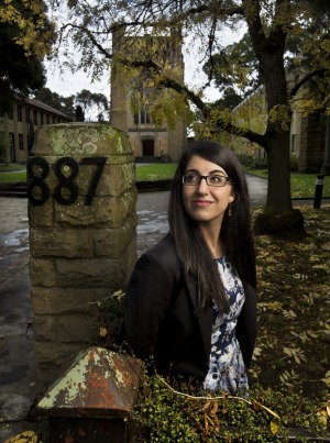 Theresa Chamoun, 22, from Mill Park, at the Newman College chapel. Photo: Simon O'Dwyer