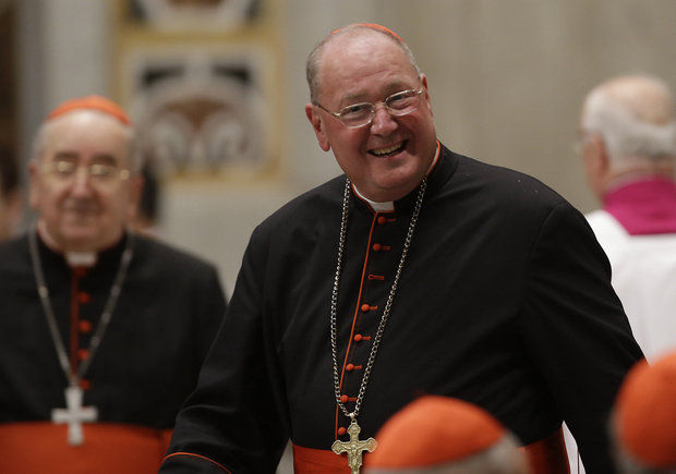 Cardinal Timothy Dolan, who'll be Le Moyne's commencement speaker Sunday, arrives in St. Peter's Basilica to attend a vespers celebration at the Vatican in March 2013. (Gregorio Borgia | The Associated Press)