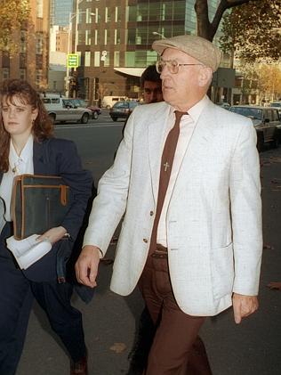 Gerald Ridsdale leaves the Melbourne Magistrates Court.