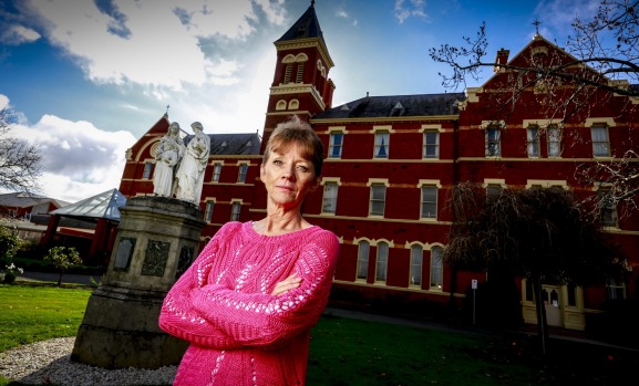 Gabrielle Short at the former Nazareth House girls home on Mill Street in Ballarat. Photo: Eddie Jim