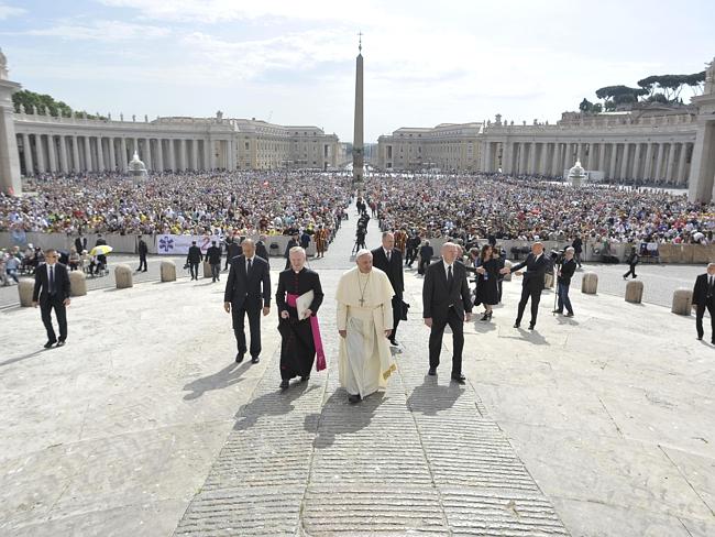 Holy place ... Pope Francis arrives for his weekly audience in St. Peter's Square at the Vatican yesterday. Source: AP Source: AP