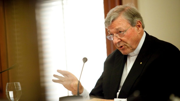 Cardinal George Pell at Victoria's parliamentary inquiry into child sex abuse and the Catholic church. Photo: Arsineh Houspian
