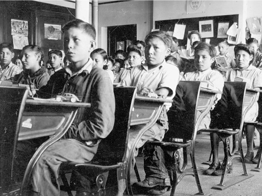 Residential school children students in a typical classroom. HANDOUT: Truth and Reconciliation Commission.
