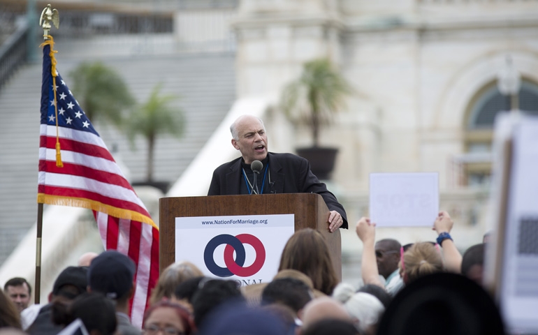 Archbishop Salvatore Cordileone addresses supporters of traditional marriage during the second annual March for Marriage on the West Lawn of the Capitol in Washington June 19, 2014. (CNS/Tyler Orsburn)